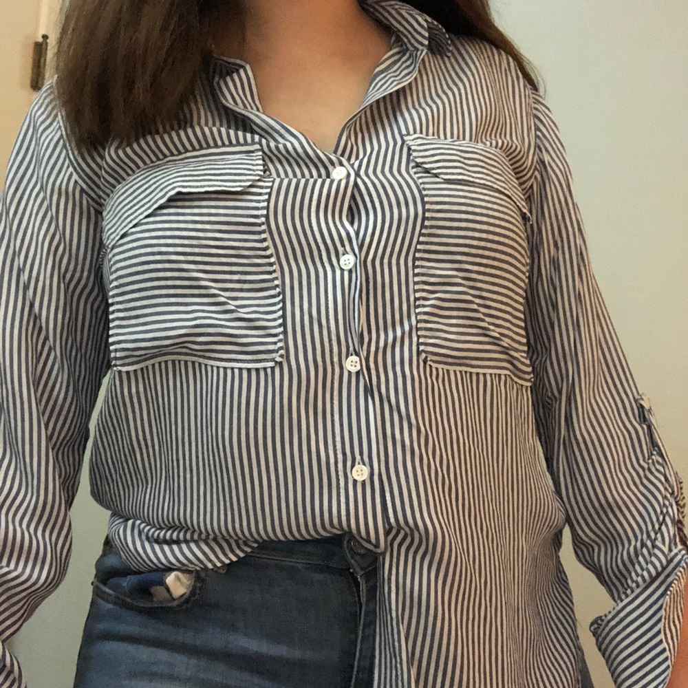 Zara striped button up top